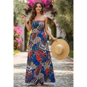 WinWin Convertible Maxi Skirt/Dress Womens S-M Colorful Stretch Boho Beach Artsy